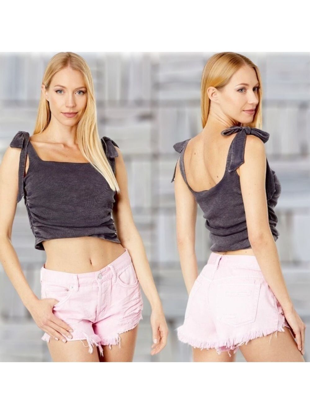 FREE PEOPLE Boulevard Tie-Strap Ruched Sides Tank Top-Black NWT/LG - Picture 8 of 11